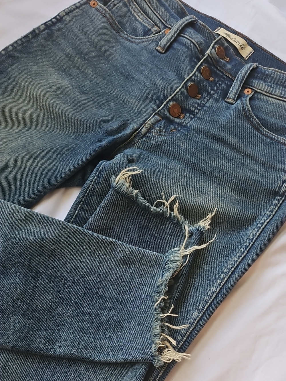 Madewell 10" High-Rise Skinny Jeans in Button-Front Edition Blue Waist 25